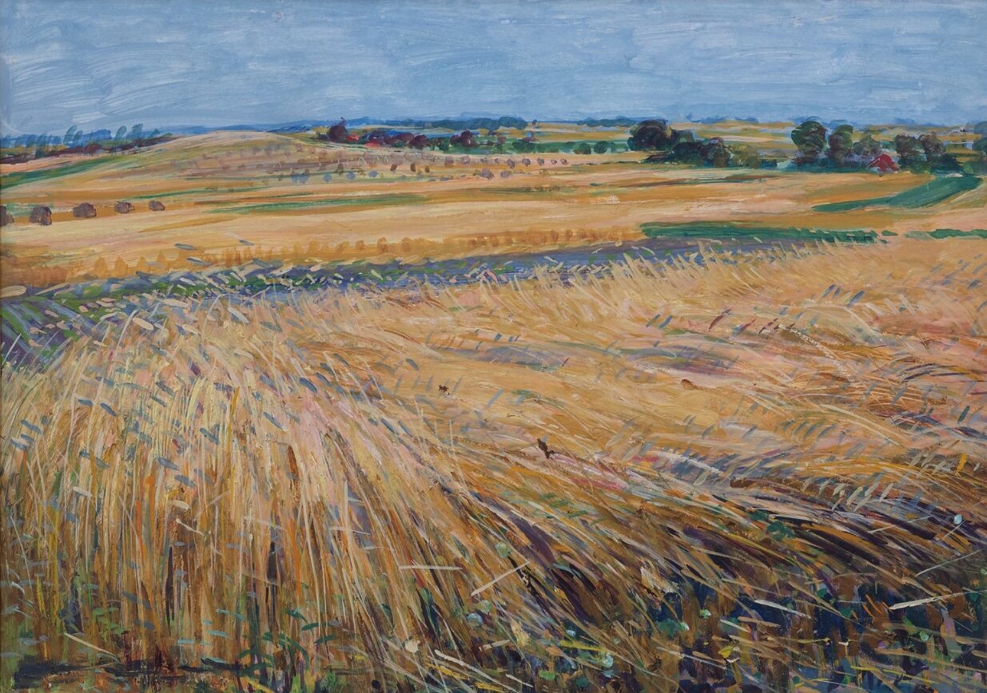 Johan Dijkstra: Gronings landschap met korenvelden