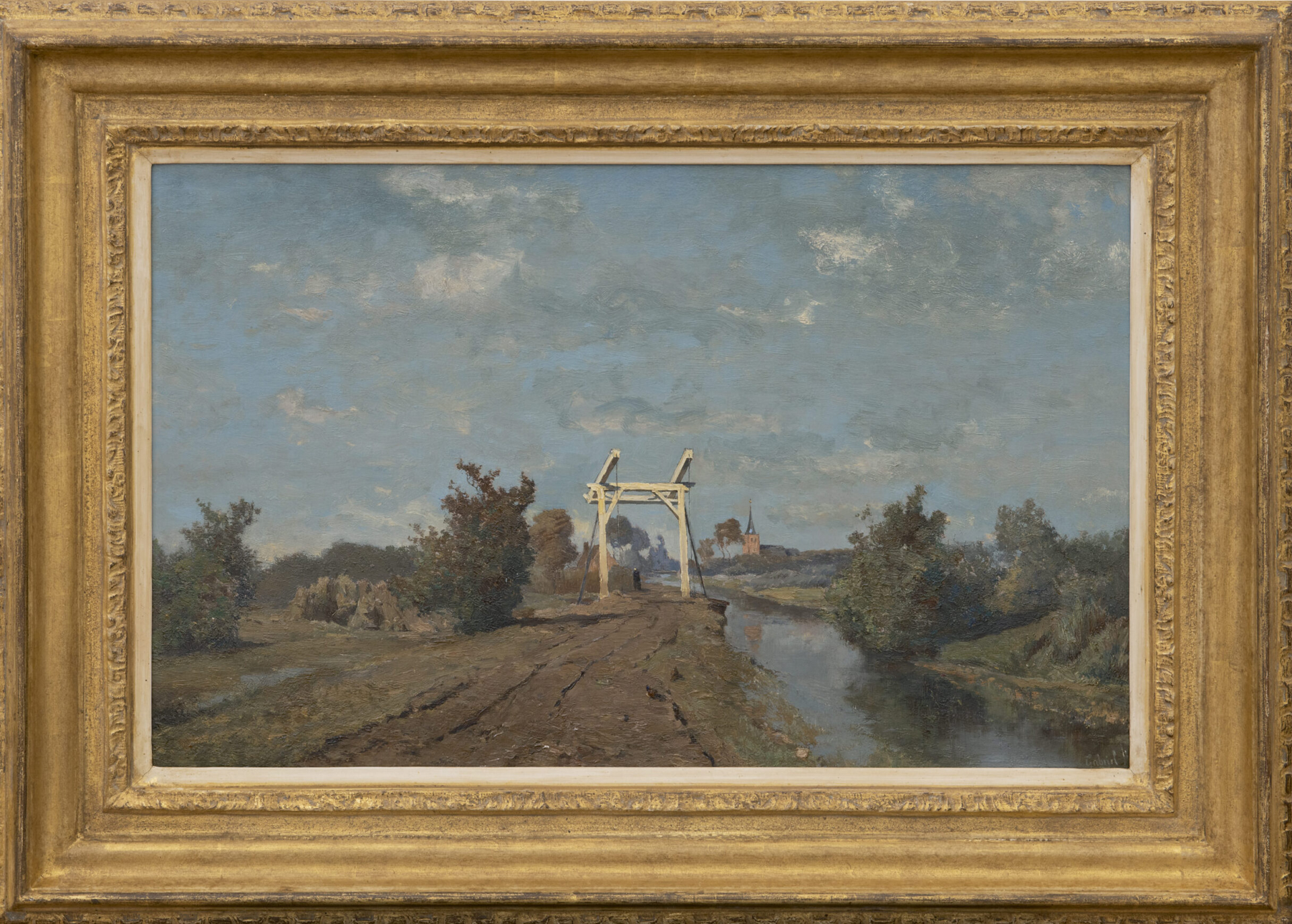 Paul Gabriël: De witte ophaalbrug bij Kortenhoef (in lijst)