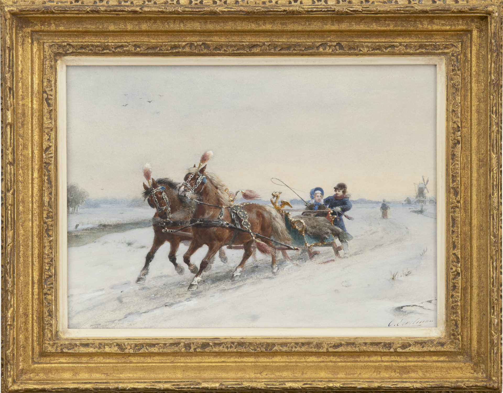 Otto Eerelman: Arrenslee in de sneeuw (in lijst)