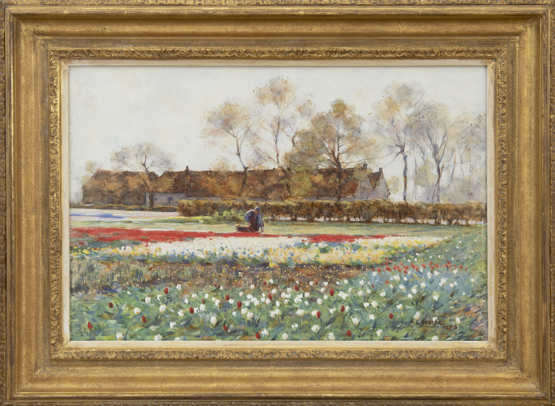 Anton Koster: Bollenveldje bij Haarlem (in lijst)