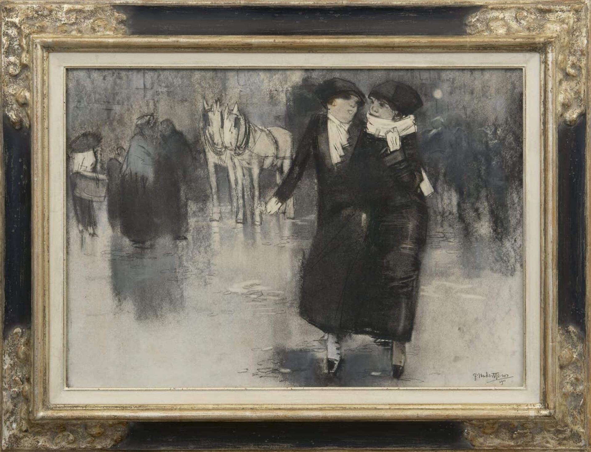Piet van der Hem: Avondwandeling (in lijst)