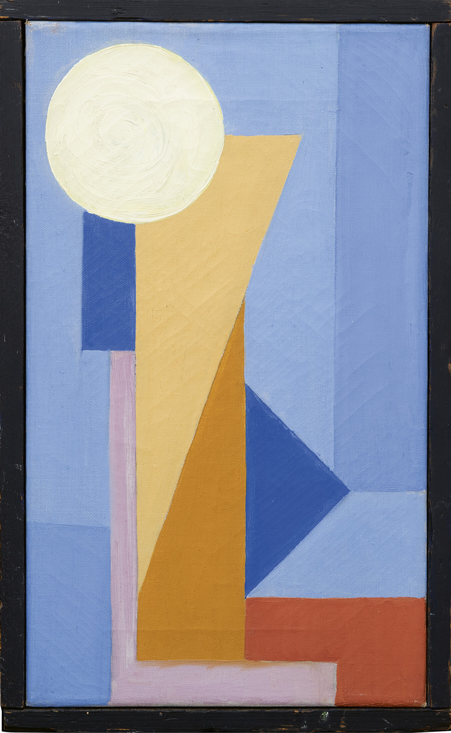 Wobbe Alkema: Blauwe compositie met verticalen (in lijst)