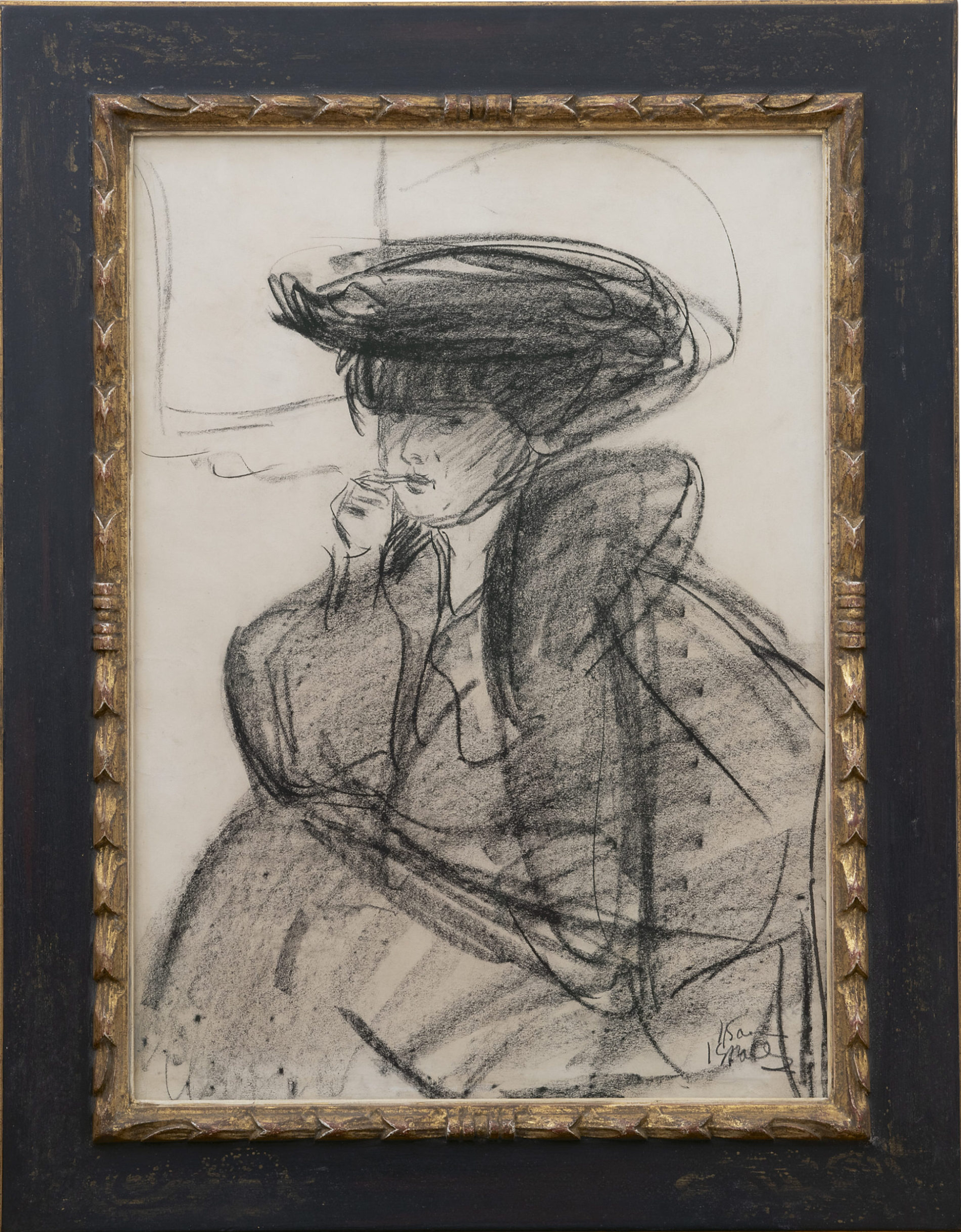 Isaac Israels: Vrouw met sigaret (in lijst)