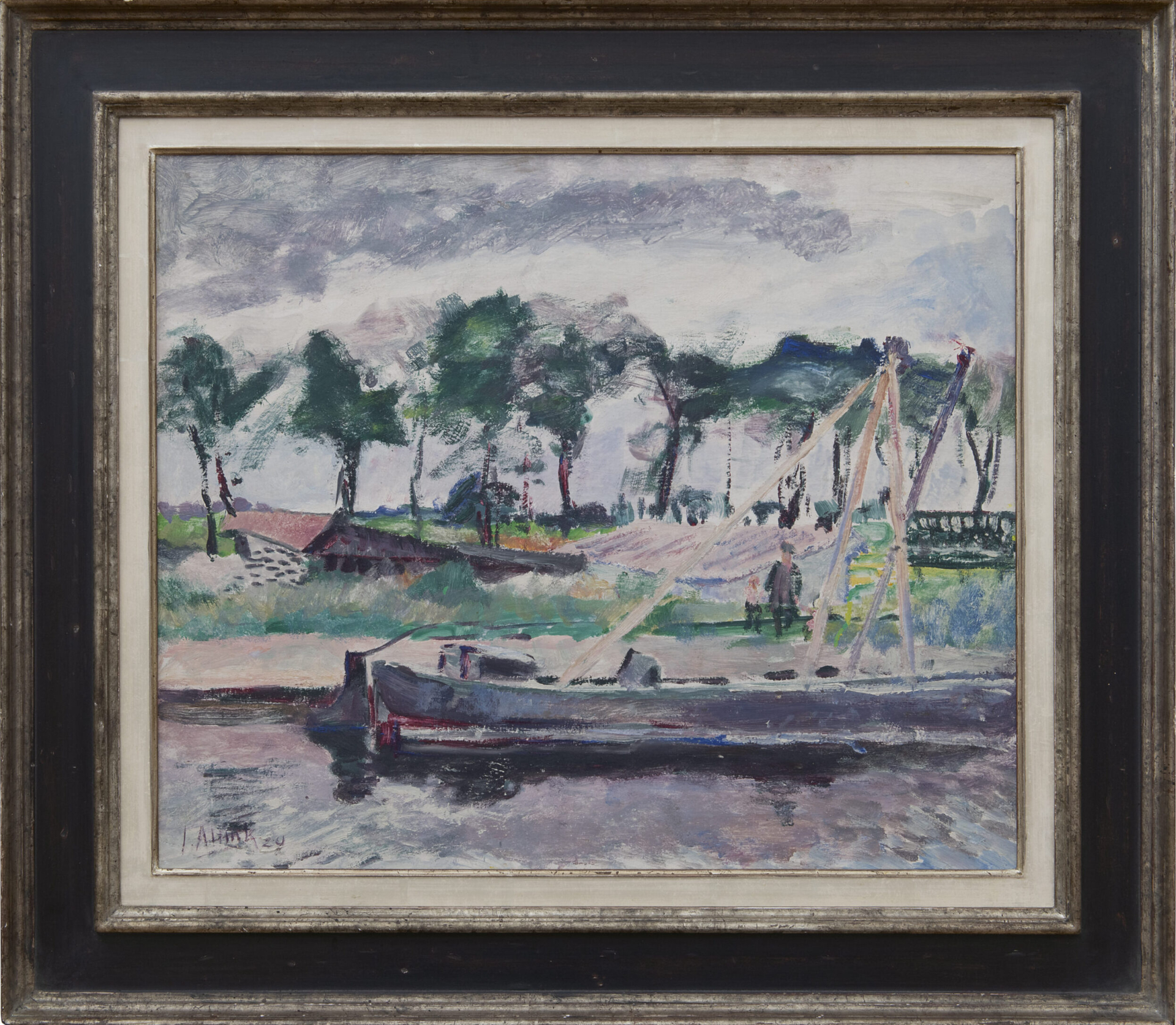 Jan Altink: Afgemeerde boot (in lijst)