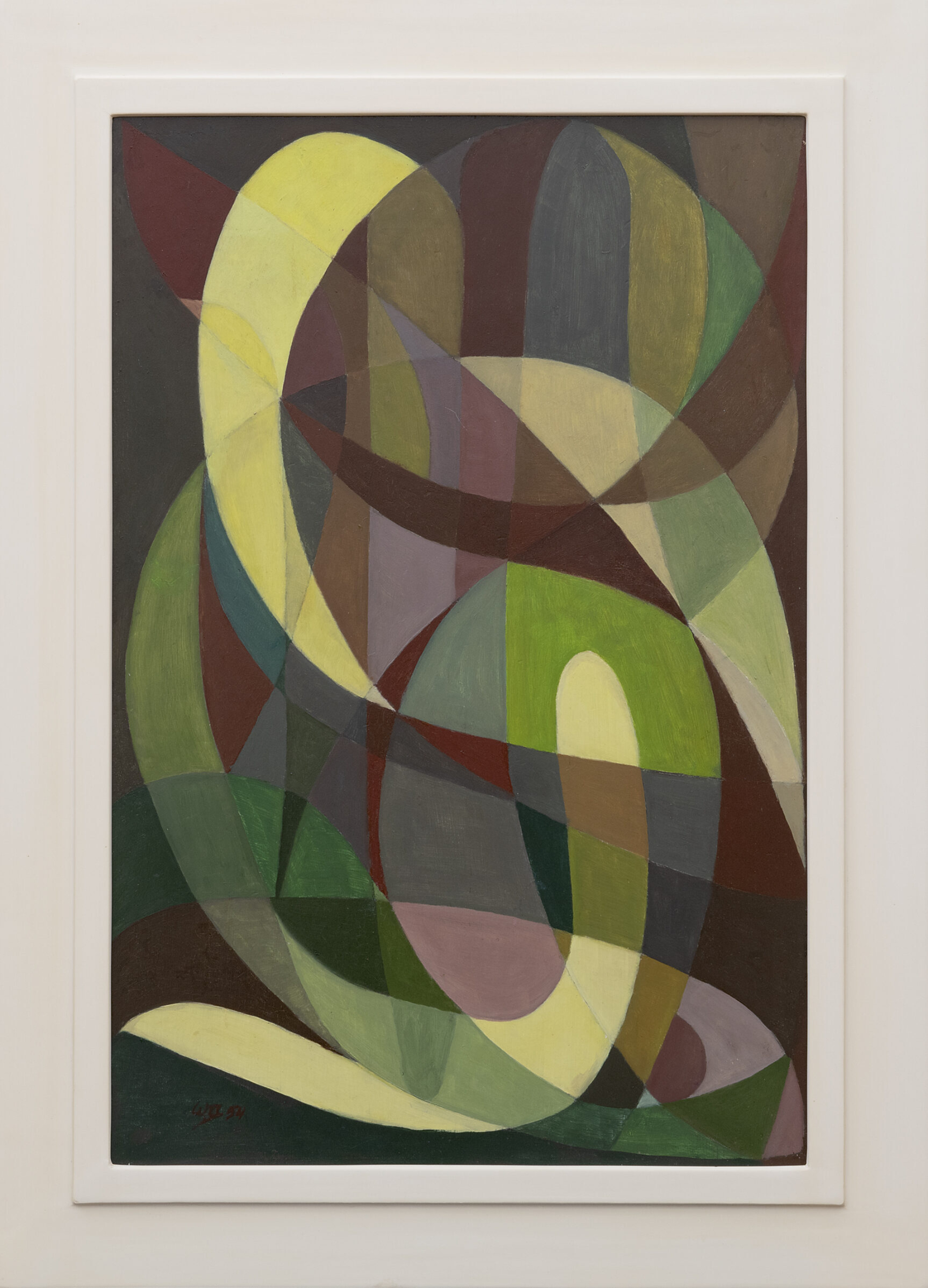 : Compositie met gebogen lijnen (in lijst)