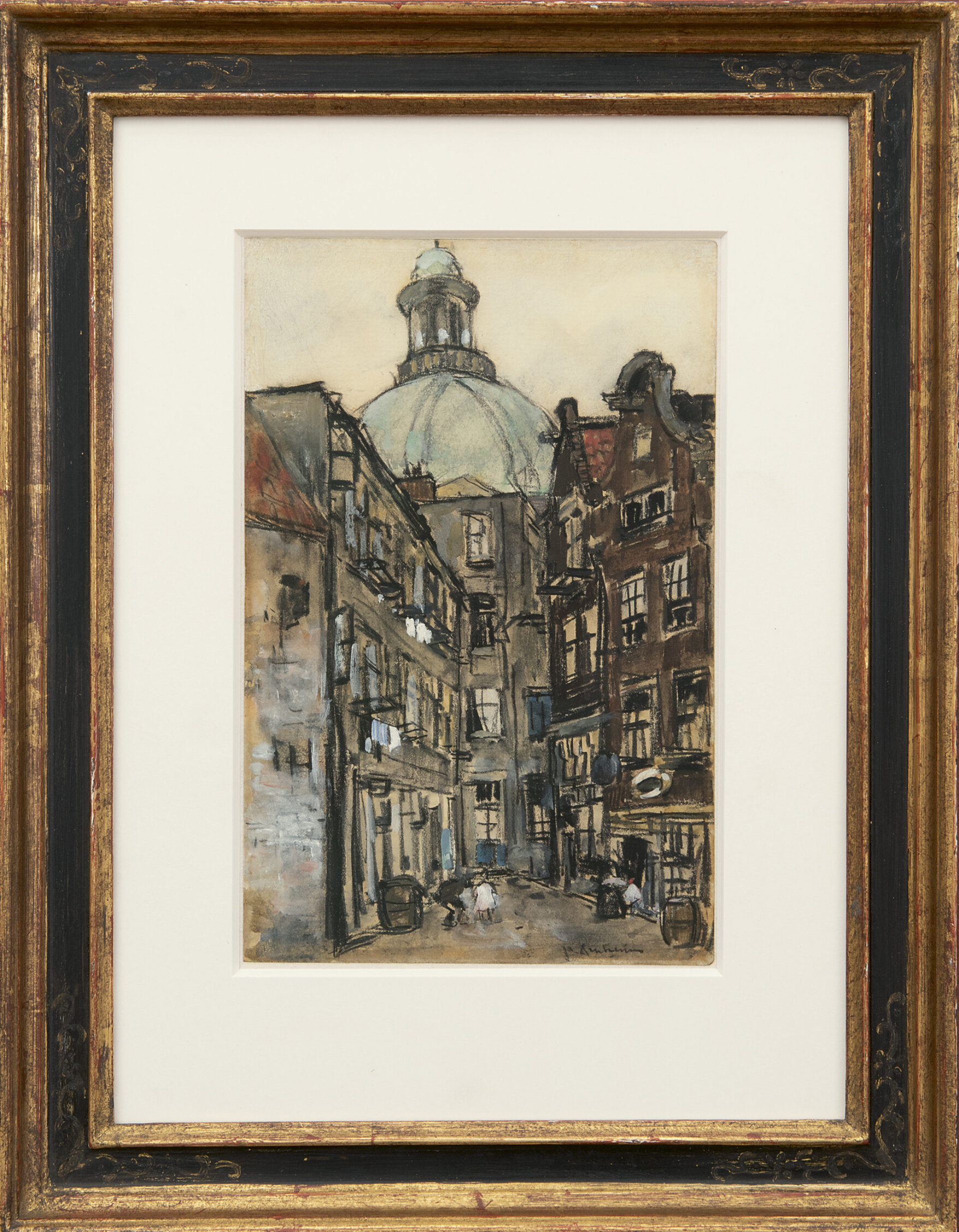 Te koop Floris Arntzenius bij Mark Smit Kunsthandel in Ommen.: De Ronde Lutherse Kerk in Amsterdam (in lijst)