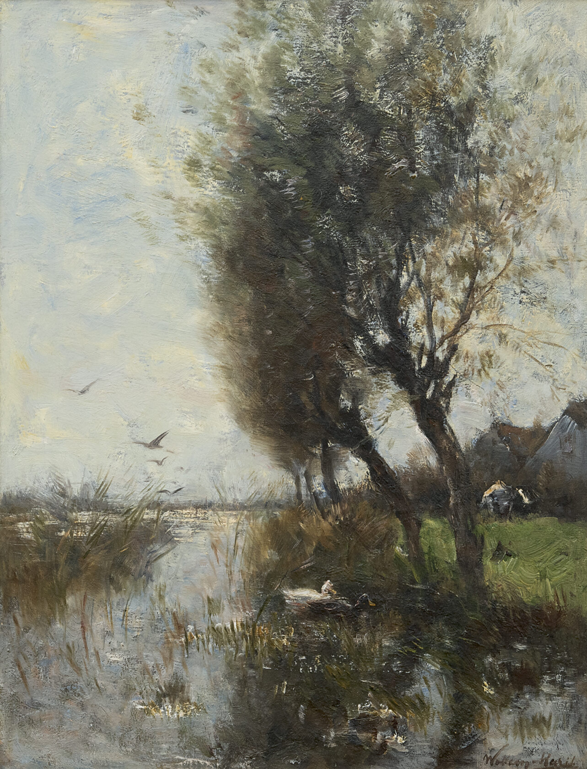 Willem Maris: Polderlandschap met eenden