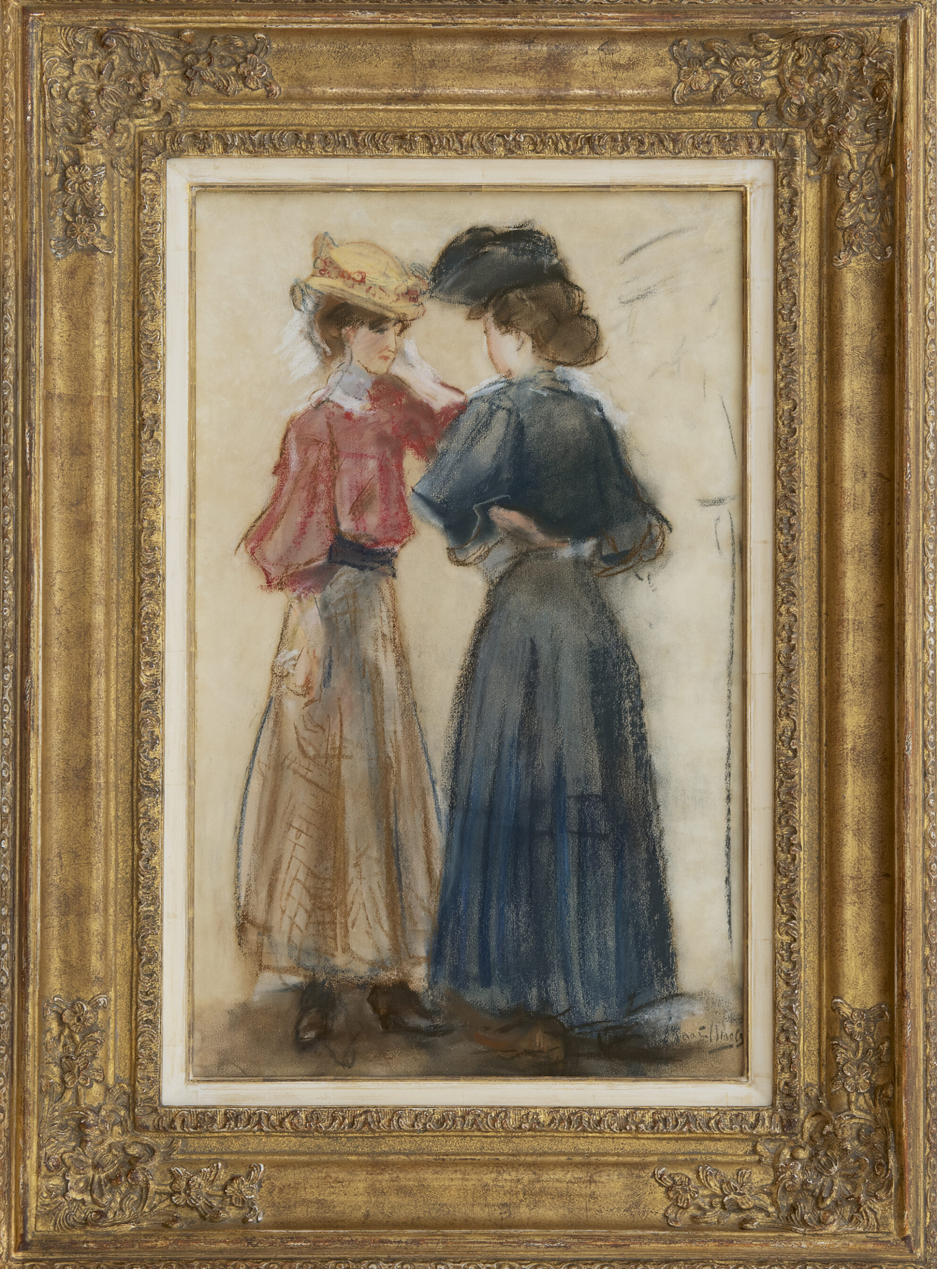 Isaac Israels, Twee vrouw, Pastel te koop: Twee vrouwen (in lijst)