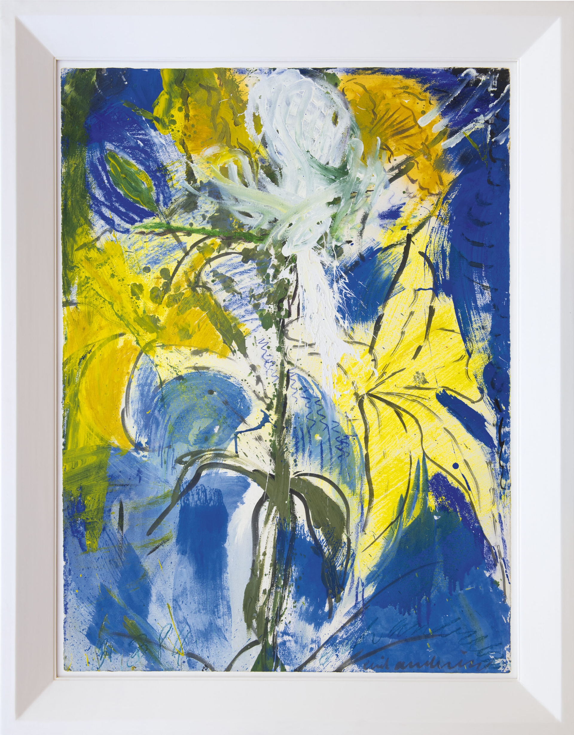 Erik Andriesse schilderij, Gele lelies, te koop!: Gele lelies (in lijst)