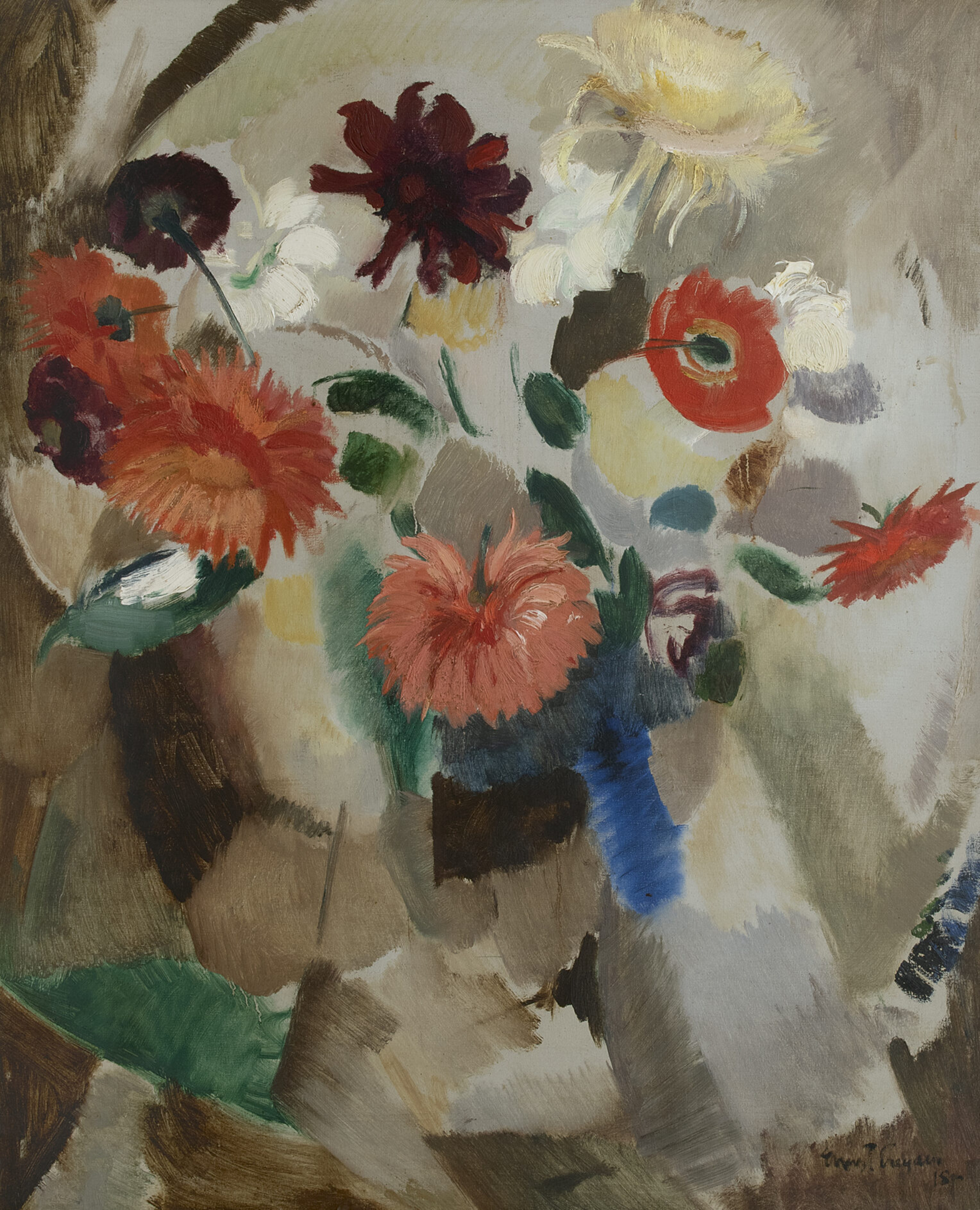 Ernst Leyden: Kleurrijk bloemstilleven
