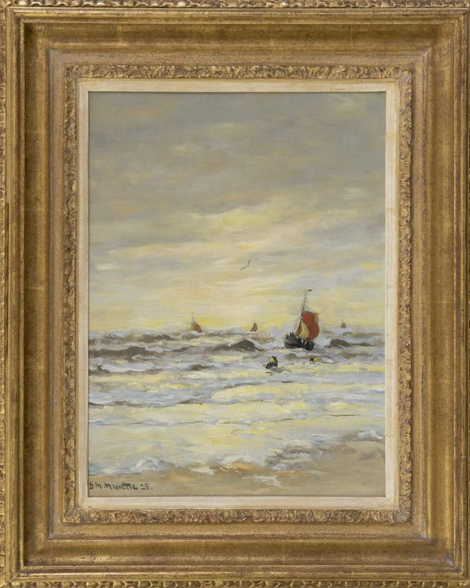Gerhard Arij Ludwig 'Morgenstjerne' Munthe: Bomschuiten op zee (in lijst)