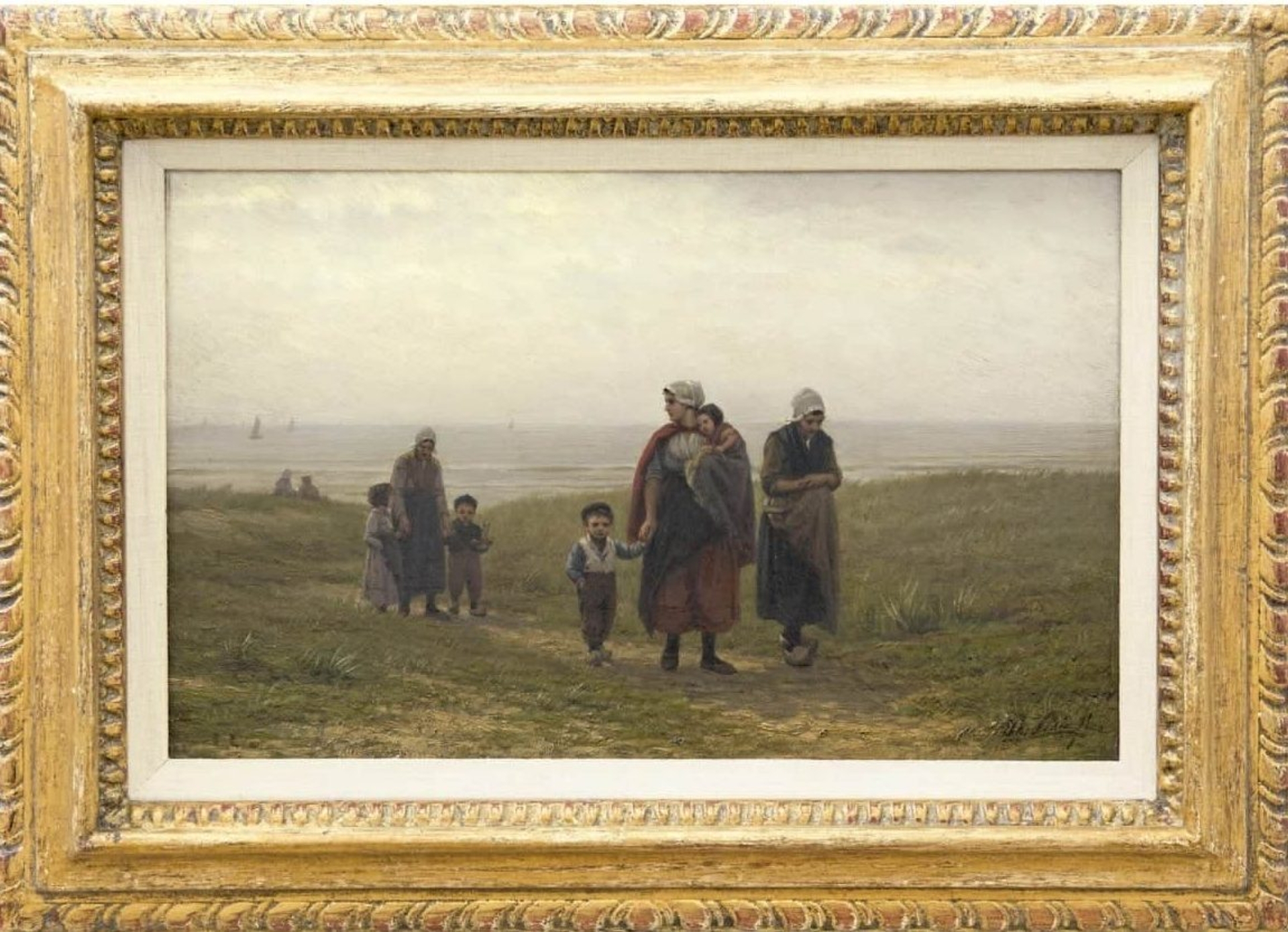 Philip Lodewijk Jacob Frederik Sadée: Na het vertrek van de vissers bij Scheveningen (in lijst)