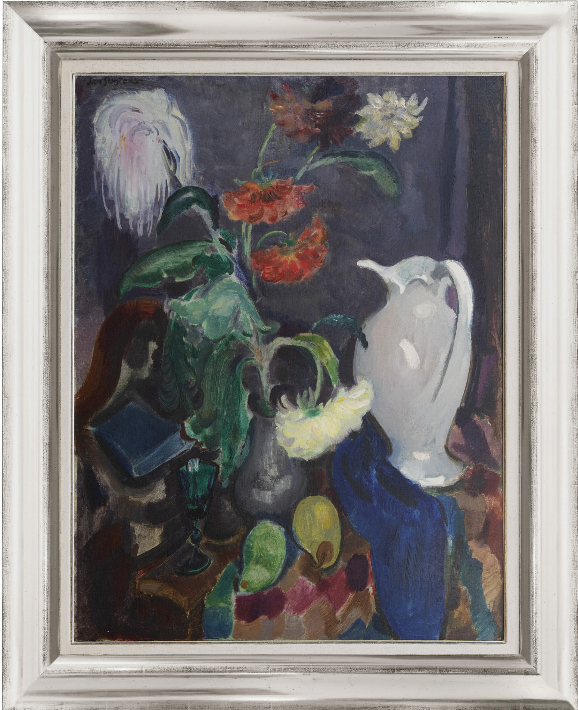 Jan Sluijters: Stilleven met chrysanten en dahlias (in lijst)
