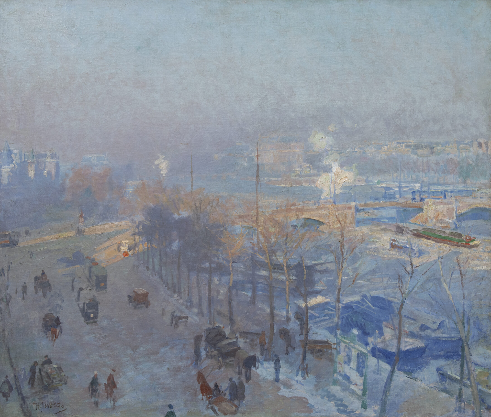 Hendrik Jan Wolter: Gezicht op de Amstel, wintermiddag