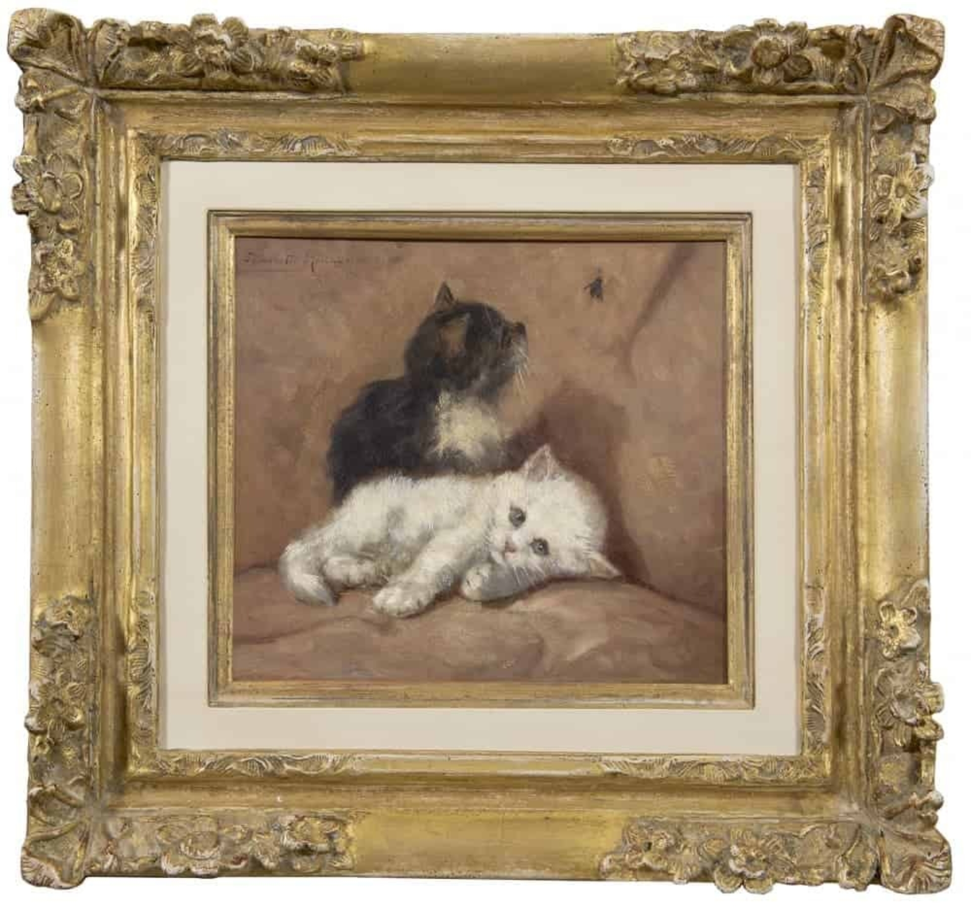 Henriëtte Ronner-Knip: Twee katjes (in lijst)
