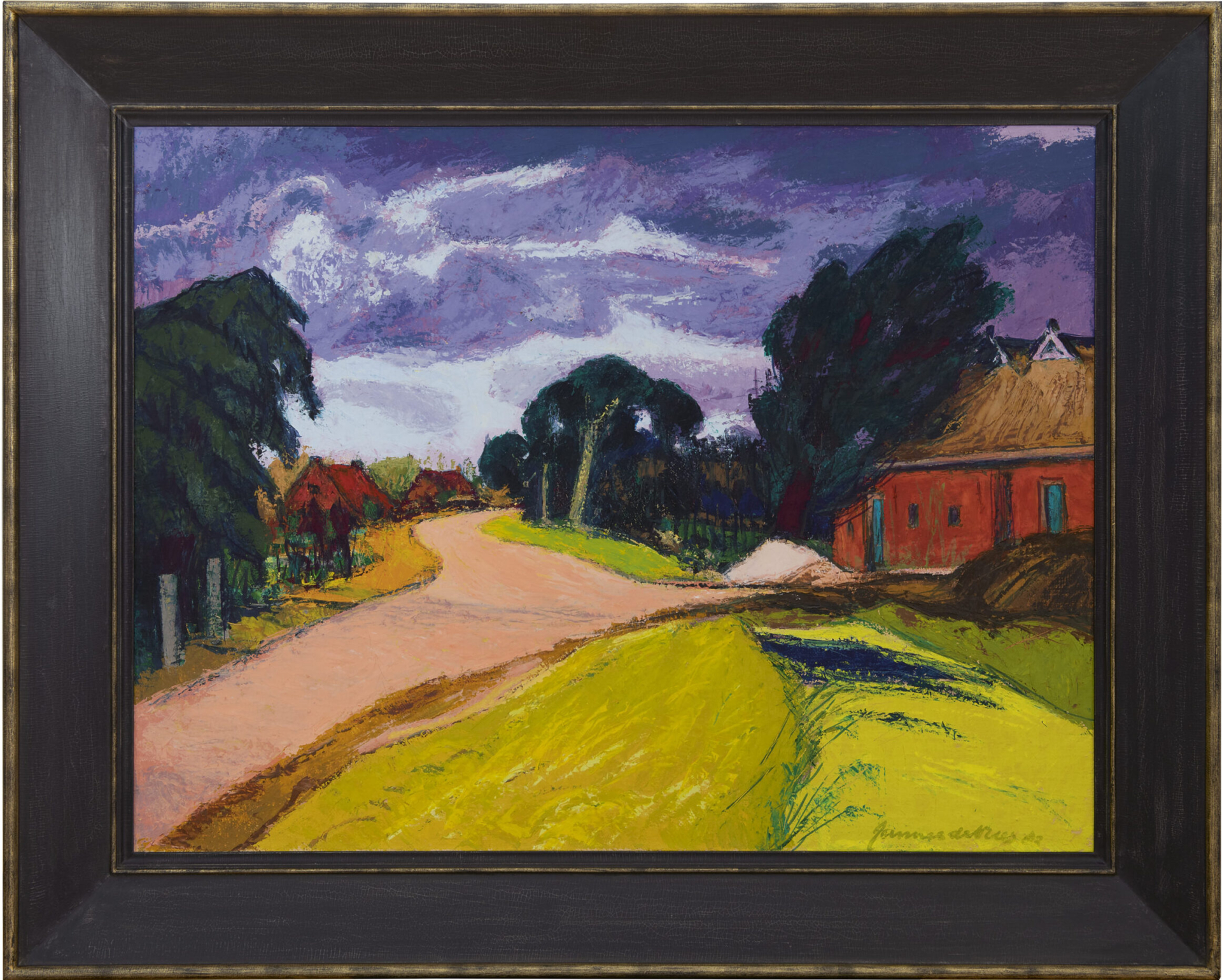 Jannes de Vries: Straatje in Westerdijkshorn (in lijst)