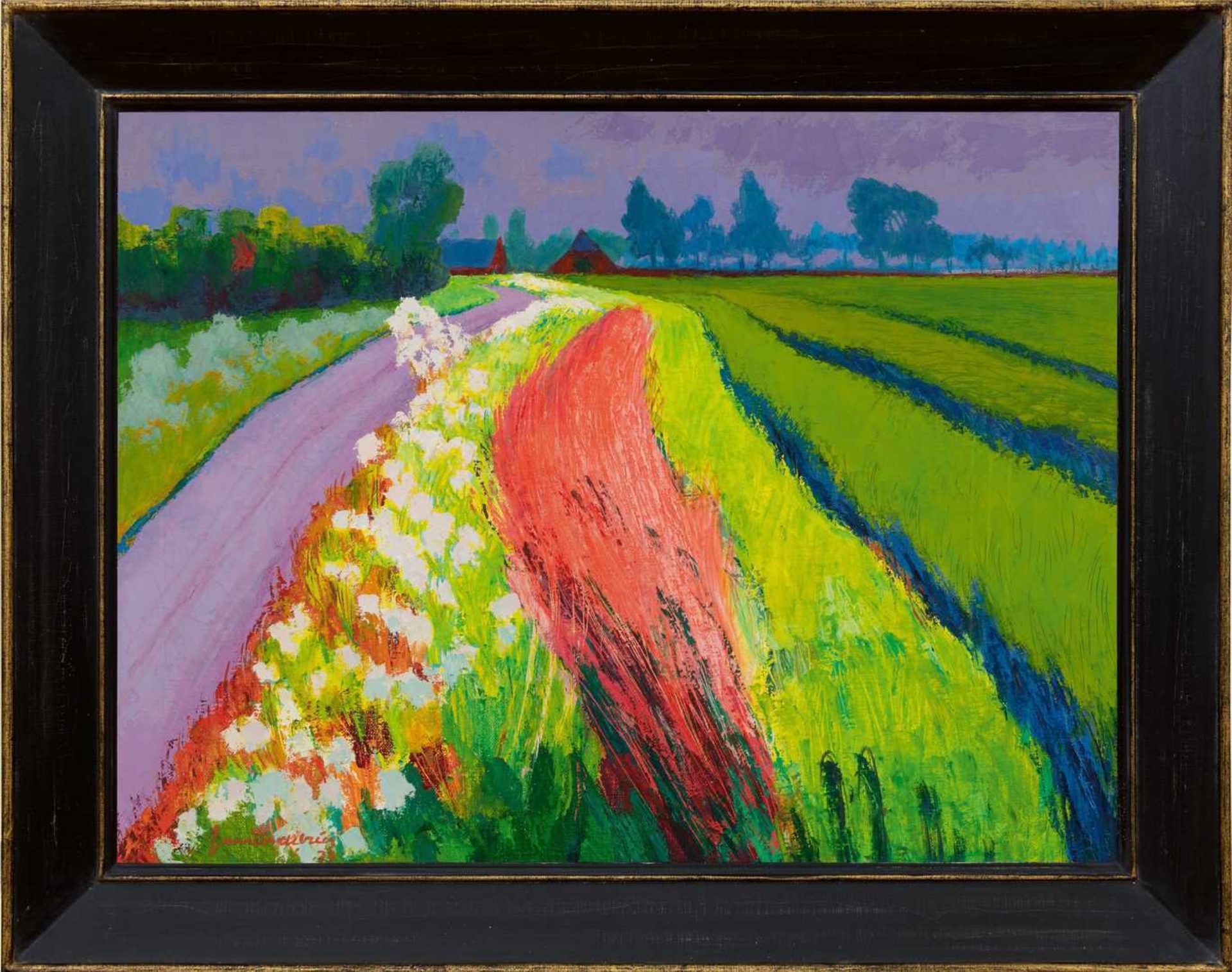 Jannes de Vries: Landschap bij Westeremden (in lijst)