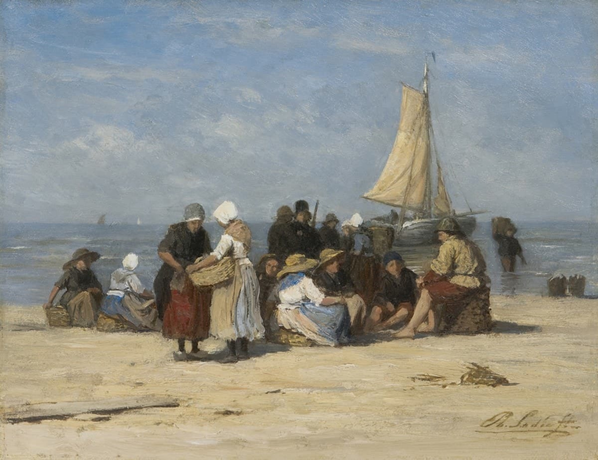 Philip Lodewijk Jacob Frederik Sadée: Strandgezicht met vissersvolk