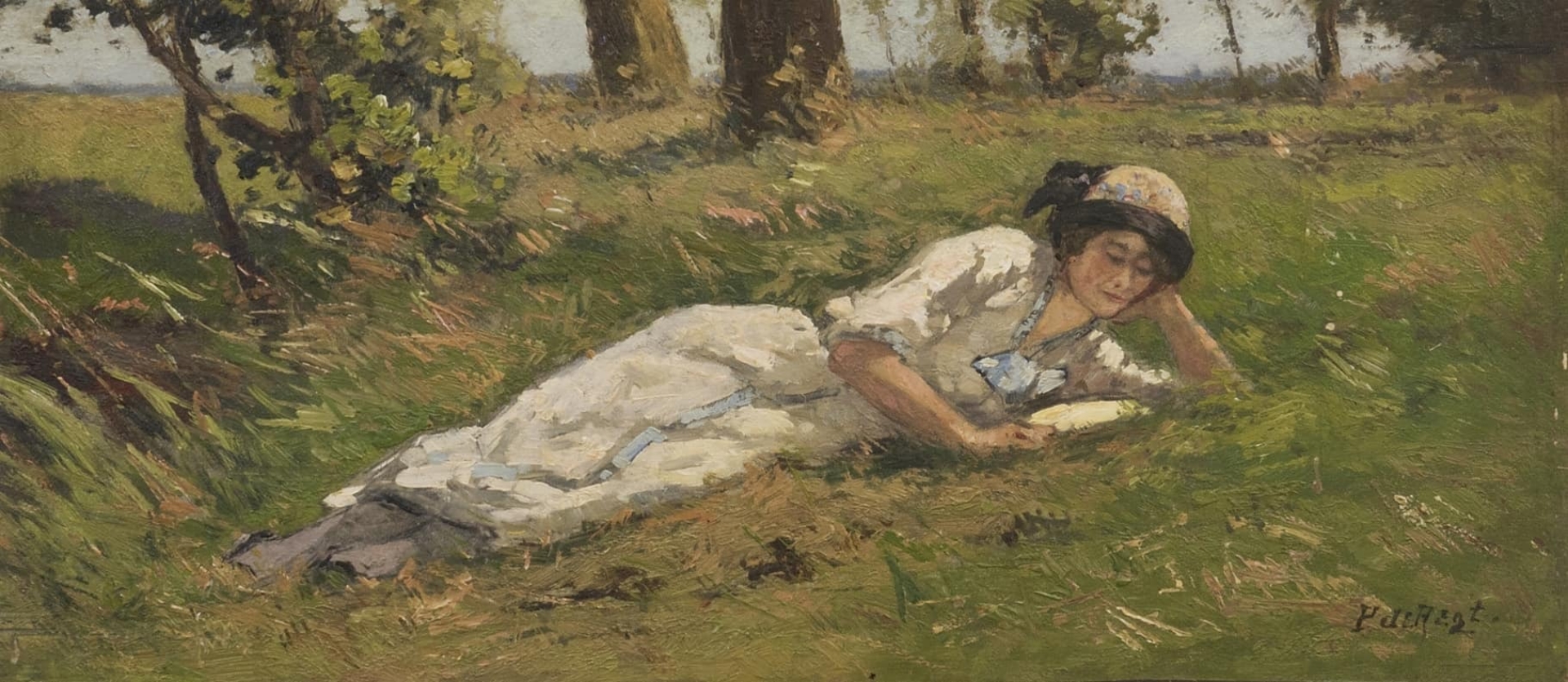 Piet de Regt: Vrouw van de schilder lezend in de tuin