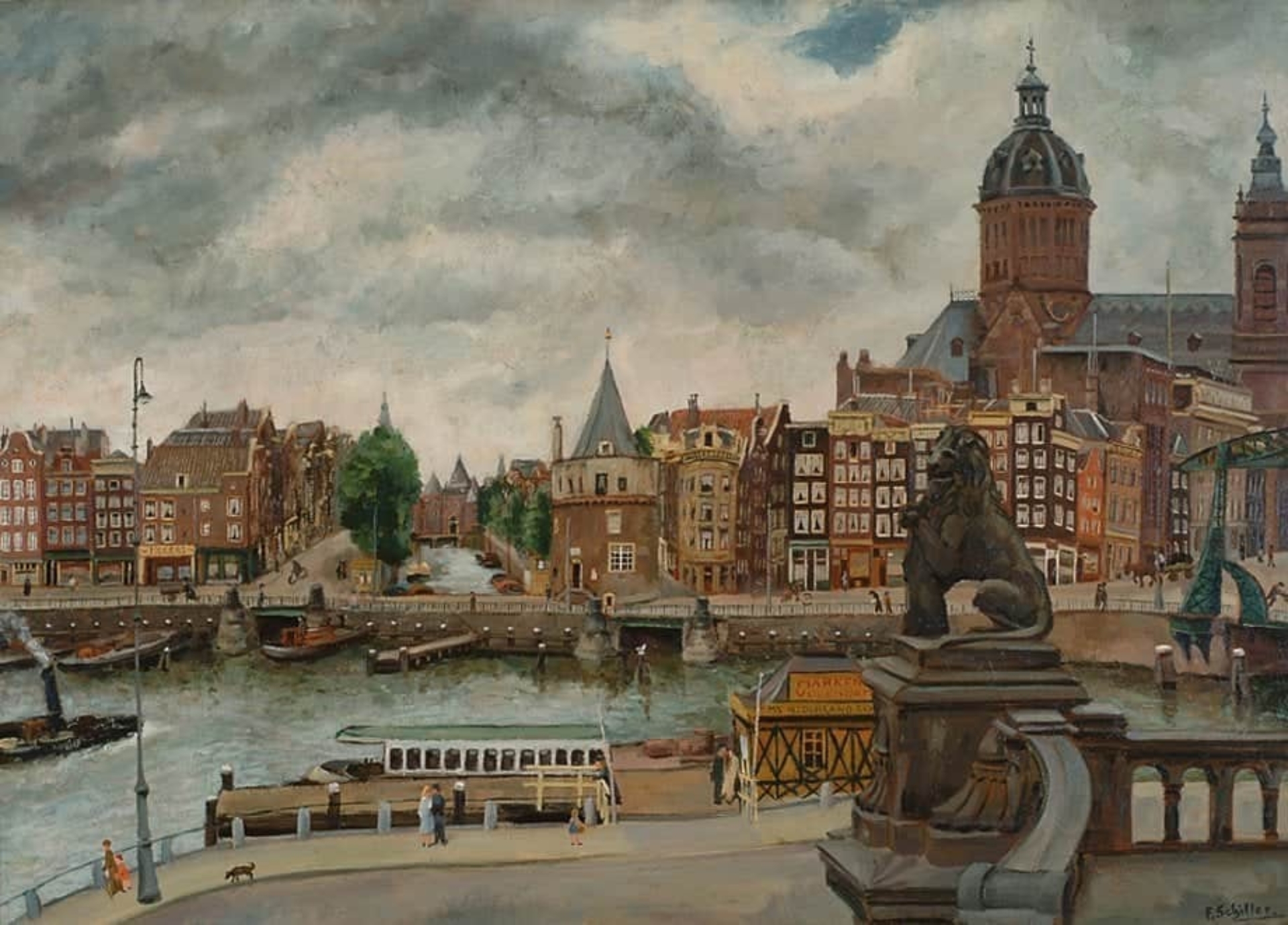 George Friederich Ferdinand Schiller: Gezicht op de Prins Hendrikkade, met de St. Nicolaaskerk te Amsterdam