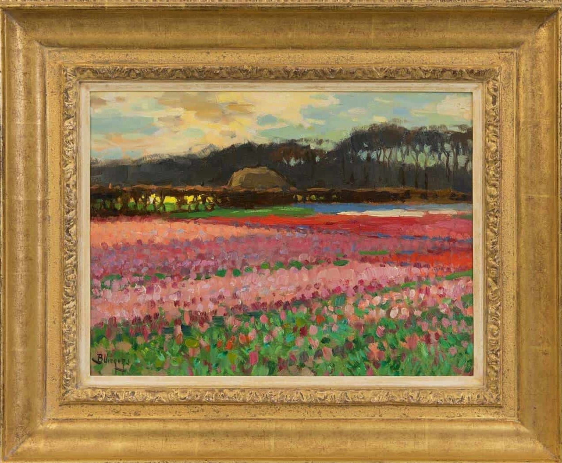 Ben Viegers: Bloeiende tulpenvelden (in lijst)