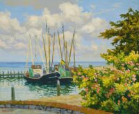 Ad Blok van der Velden: Rozenboompjes aan de haven van Terschelling