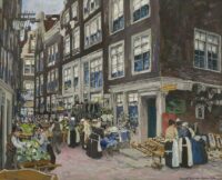 Heinrich Pützhofen: Bedrijvigheid in Amsterdams straatje