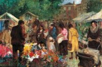 Herman Moerkerk: Bedrijvigheid op de bloemenmarkt te Haarlem