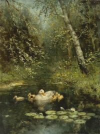 Constant Artz: Eendenfamilie in het water