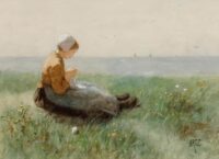 David Artz: Breiend vissersmeisje in de duinen