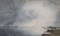 Jan Voerman sr: De IJssel met boten en koeien in het water