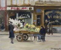 Alexandre Denonne: Vrouwen bij een bloemenkar