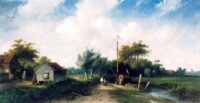 Charles Leickert: Diverse figuren in een zomers landschap