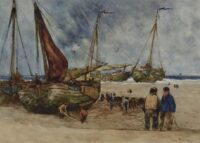 Willem de Zwart: Figuren en bomschuiten op het strand