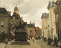 Floris Arntzenius: Het Noordeinde in Den Haag met zicht op de Hoogstraat en rechts Paleis Noordeinde