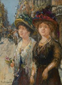 Franz Helfferich: Twee dames in een Haagse straat