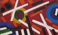 Willem Hussem: Compositie met rode achtergrond