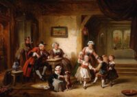 Henricus Engelberts Reijntjens: Interieur met dansende kinderen