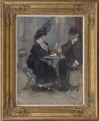 Isaac Israels: Elegant stel op het terras (in lijst)