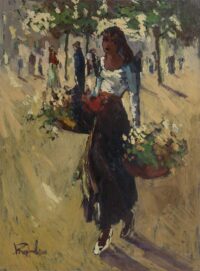Jan Rijlaarsdam: Bloemenmeisje op een plein