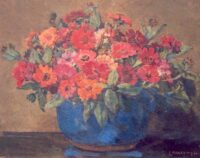 Johannes Evert Hendrik Akkeringa: Kleurrijk boeket in blauwe pot
