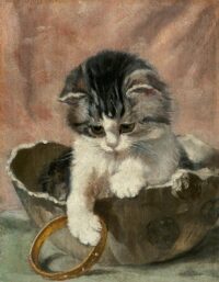 Henriëtte Ronner-Knip: Jong poesje in een kom
