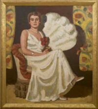 Kees Maks: Young woman seated with fan (framed)