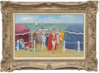 Kees van Dongen: Vertier op het strand van Deauville, Frankrijk (in lijst)