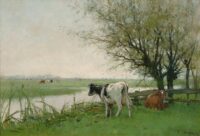 Willem Maris: Koeien bij een vaart in een zomers polderlandschap