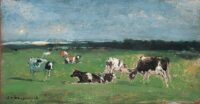 Hendrik Johannes Weissenbruch: Koeien in een polderlandschap