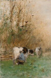Willem Maris: Koeien melken