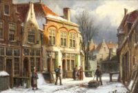 Willem Koekkoek: Hollands straatje in de winter