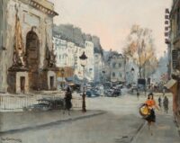 Jan Korthals: Bedrijvigheid rond Porte St. Denis te Parijs