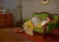 Robert Völcker: Lezende dame op een sofa